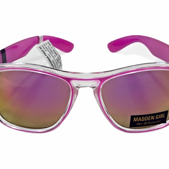 Madden Girl NEW Women’s Sunglasses Pink Framed Mirrored Lens 100% UV Protection - Picture 1 of 7
